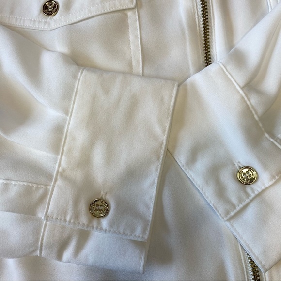 MICHAEL Michael Kors White Blouse with Gold Zipper Long Sleeves Size 1X - Picture 9 of 14